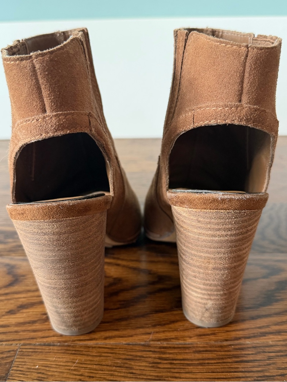 Dolce Vita Women's Brown Suede Peep Tow Cut Out Block Heel Booties - Picture 4 of 7
